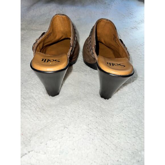 Sofft Brown Suede Leather Heeled Mules Clogs Slip On - size 8.5 - D14 - Picture 6 of 8